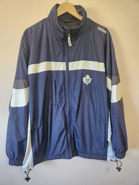 Vintage 90s CCM Toronto Maple Leafs NHL Windbreaker Shell Jacket Size L